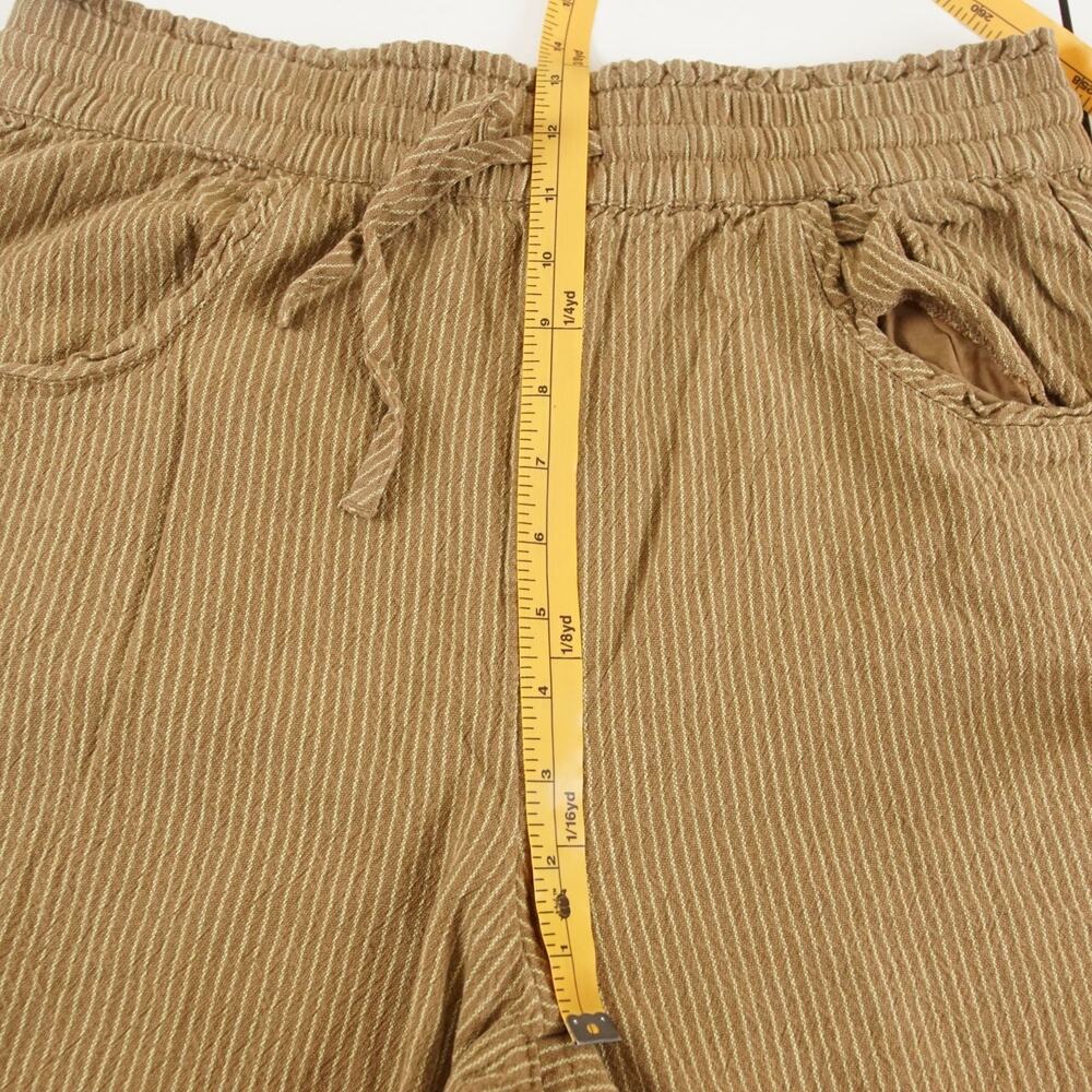 Free People Something Good Leaf Green Striped Cotton Pull On Barrel Leg Pants L - Picture 6 of 9